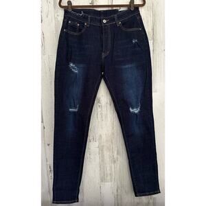 Pantalon Womens‎ Jeans Size XL (30x30) Dark Wash Distressed Tapered Leg Stretchy